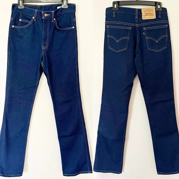 Vintage Levi’s 517 High Rise Bootcut Jeans 28 Waist 6 Tall Gold Black Label Dark - Picture 2 of 14